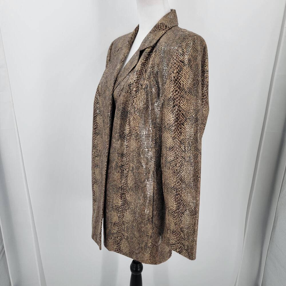 Harve Benard Blazer Womens 14W Faux Snakeskin Brown Black Lined Vintage - Picture 3 of 15